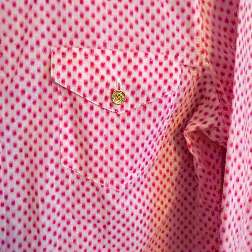 C. Wonder Women’s Button up Shirt white and pink speck pattern 100% cotton - Picture 4 of 7